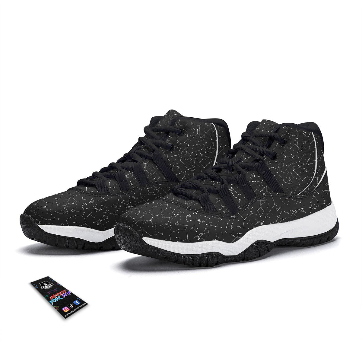 Symbols Constellation Print Pattern Black Bball Shoes-grizzshop