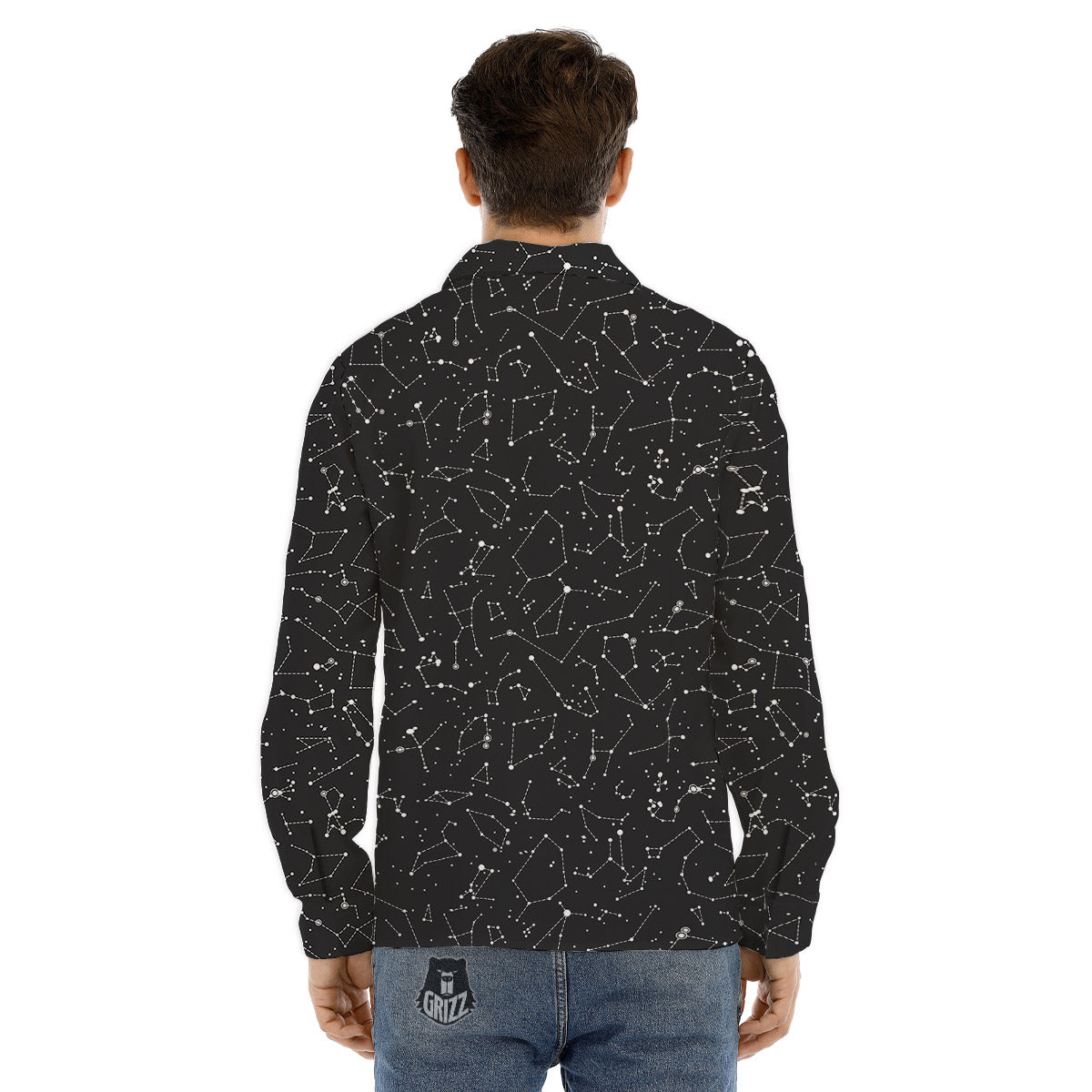 Symbols Constellation Print Pattern Men's Dress Shirts-grizzshop
