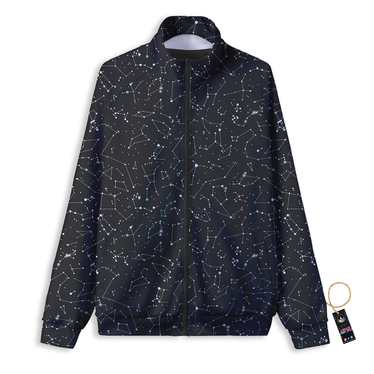 Symbols Constellation Print Pattern Track Jacket-grizzshop