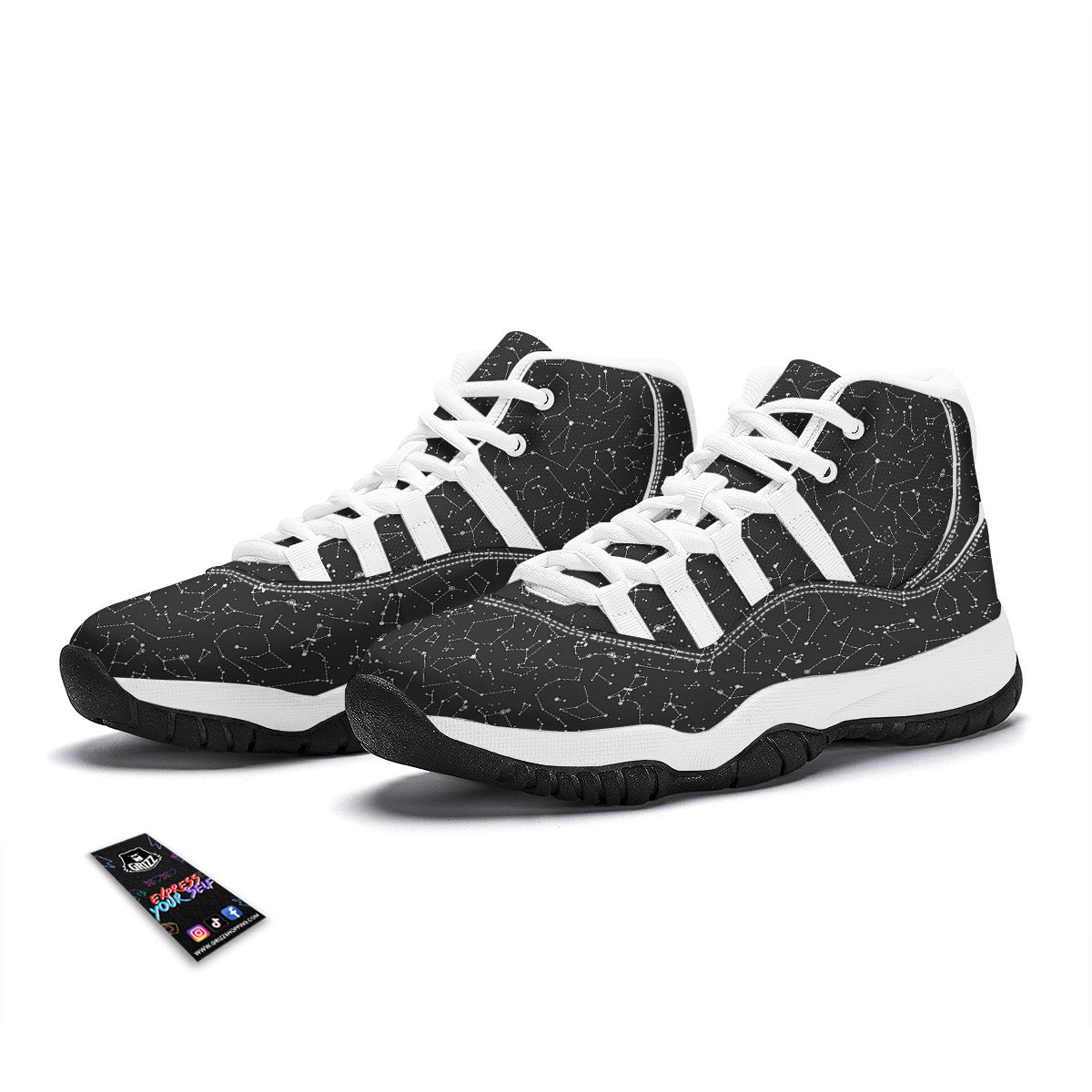 Symbols Constellation Print Pattern White Bball Shoes-grizzshop