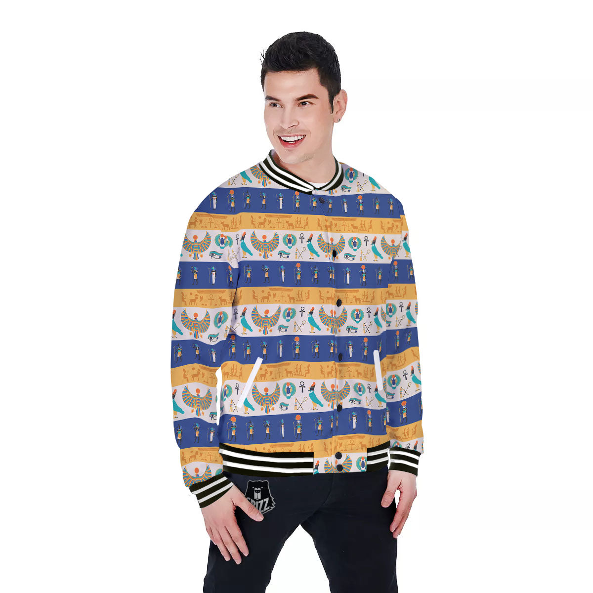Symbols Egyptian Print Pattern Baseball Jacket-grizzshop