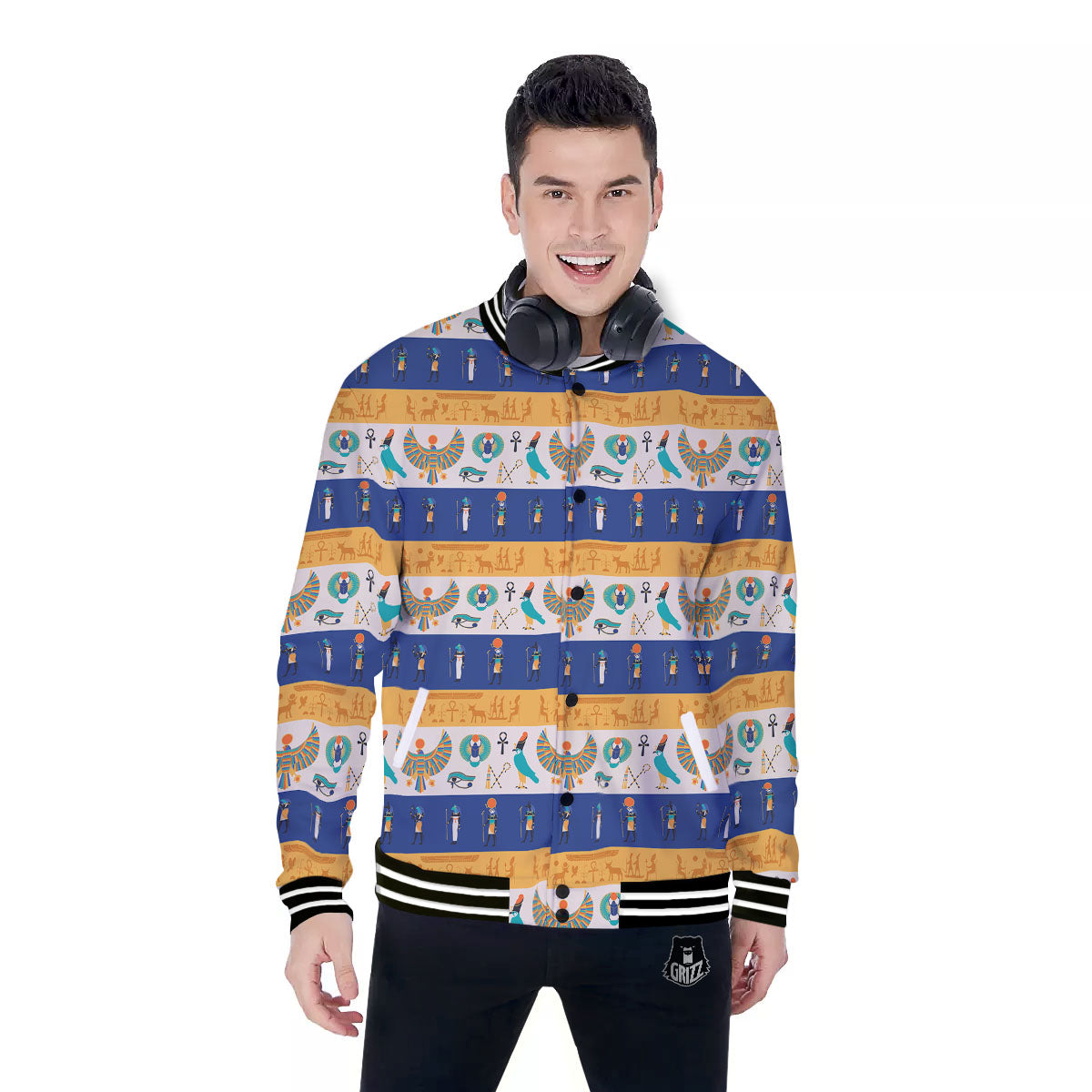 Symbols Egyptian Print Pattern Baseball Jacket-grizzshop
