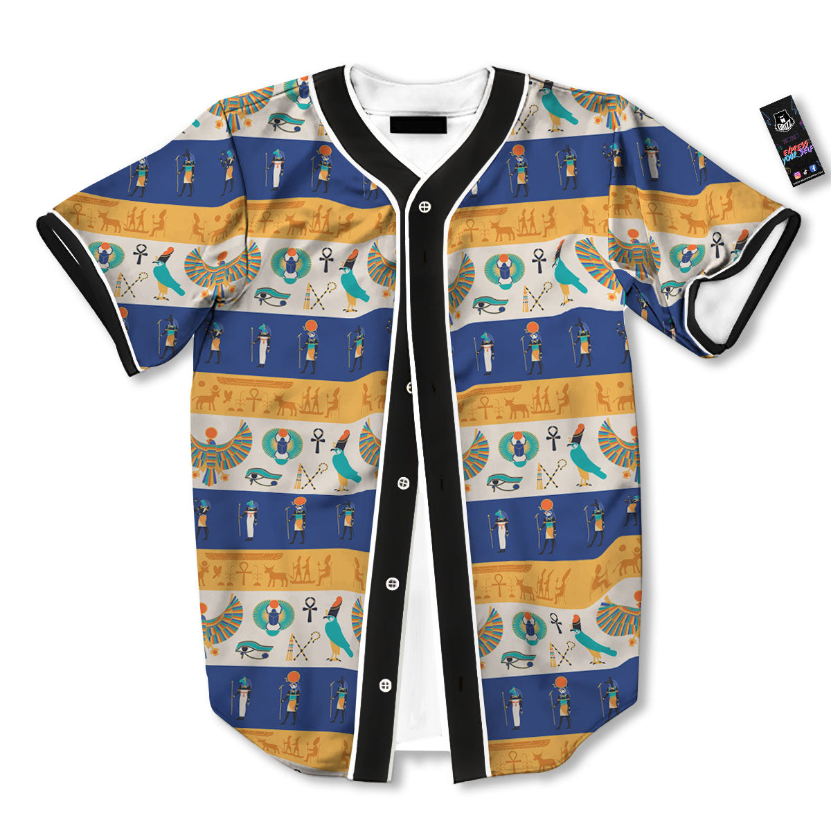 Symbols Egyptian Print Pattern Baseball Jersey-grizzshop