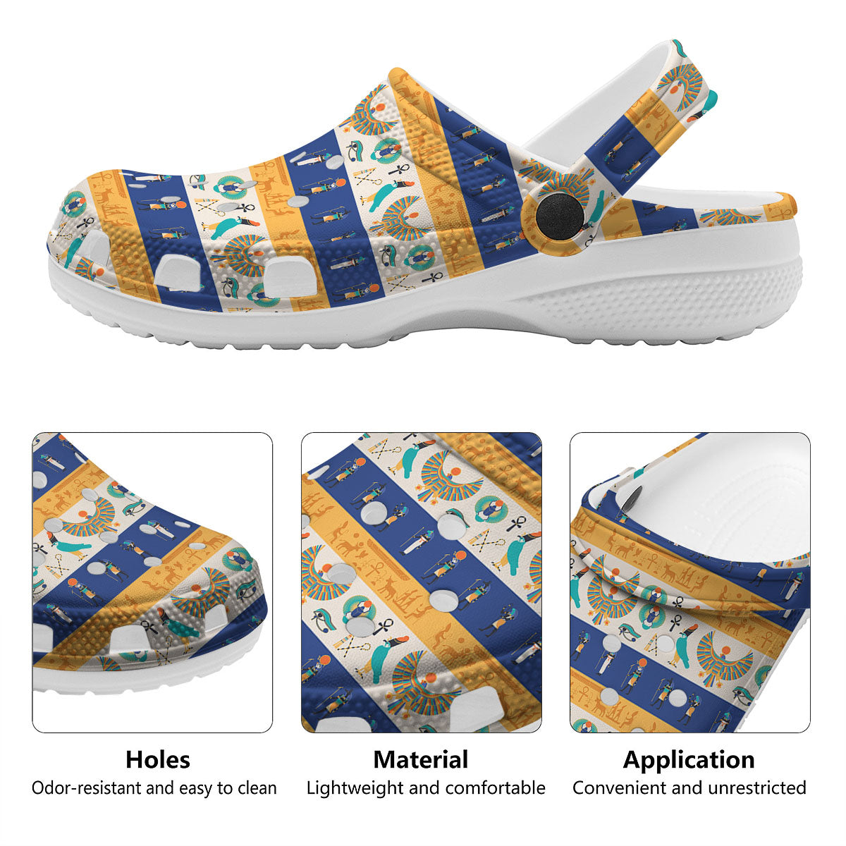 Symbols Egyptian Print Pattern Clog-grizzshop