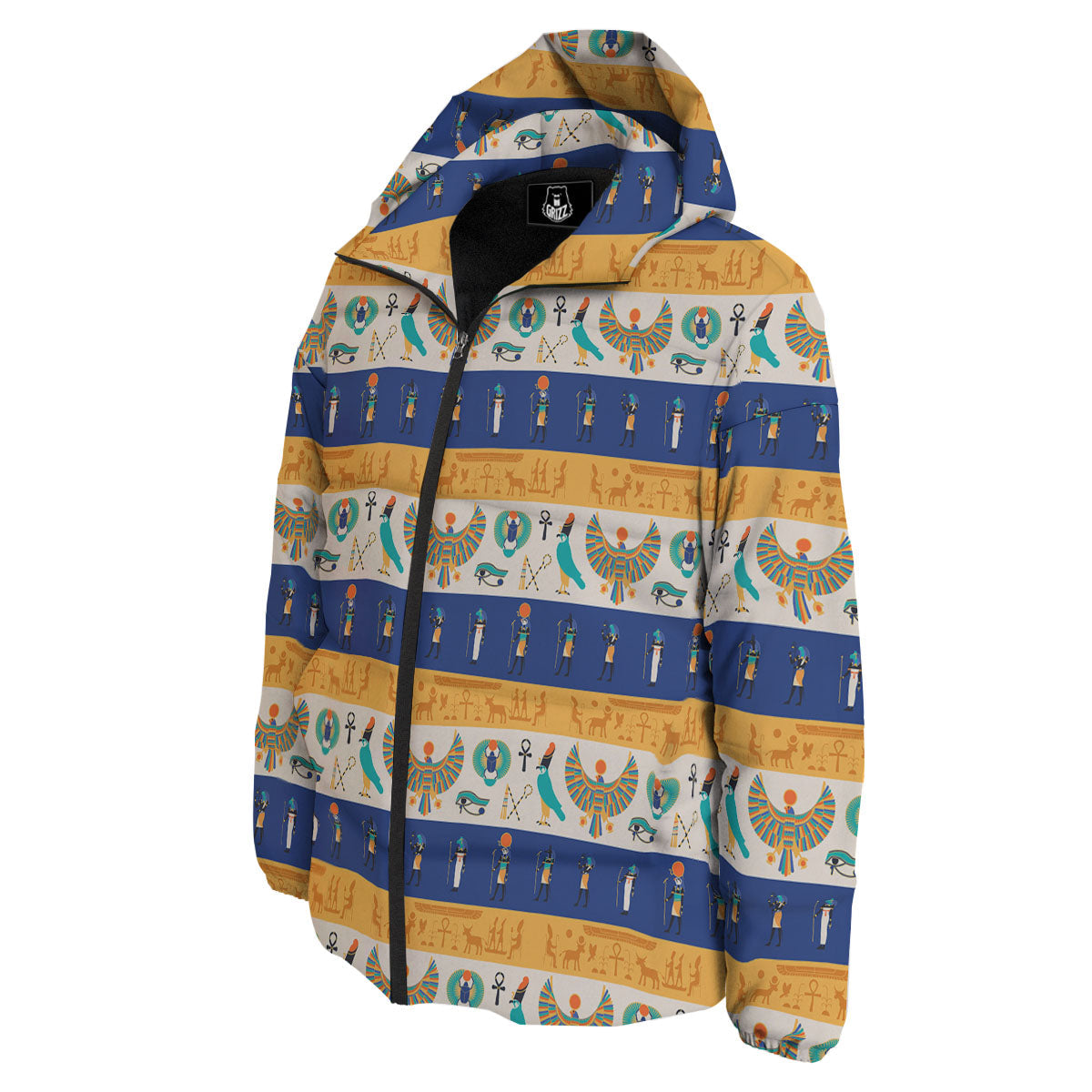 Symbols Egyptian Print Pattern Down Jacket-grizzshop
