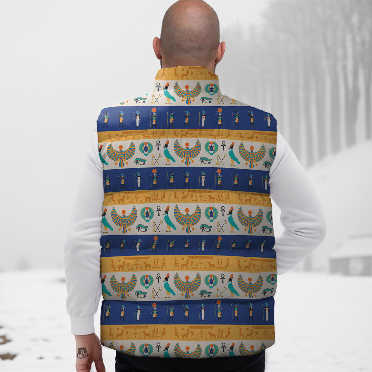 Symbols Egyptian Print Pattern Down Vest