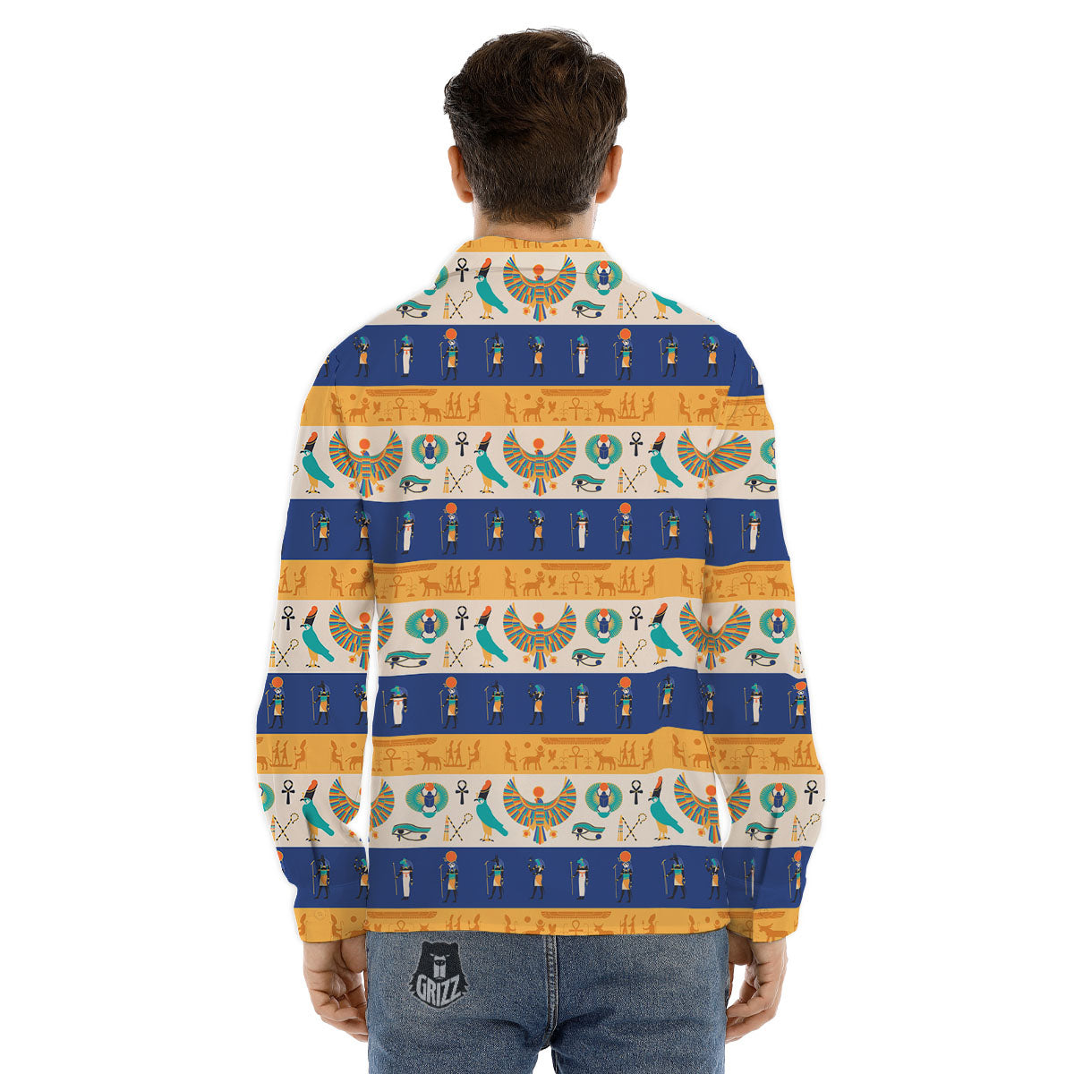 Symbols Egyptian Print Pattern Men's Dress Shirts-grizzshop