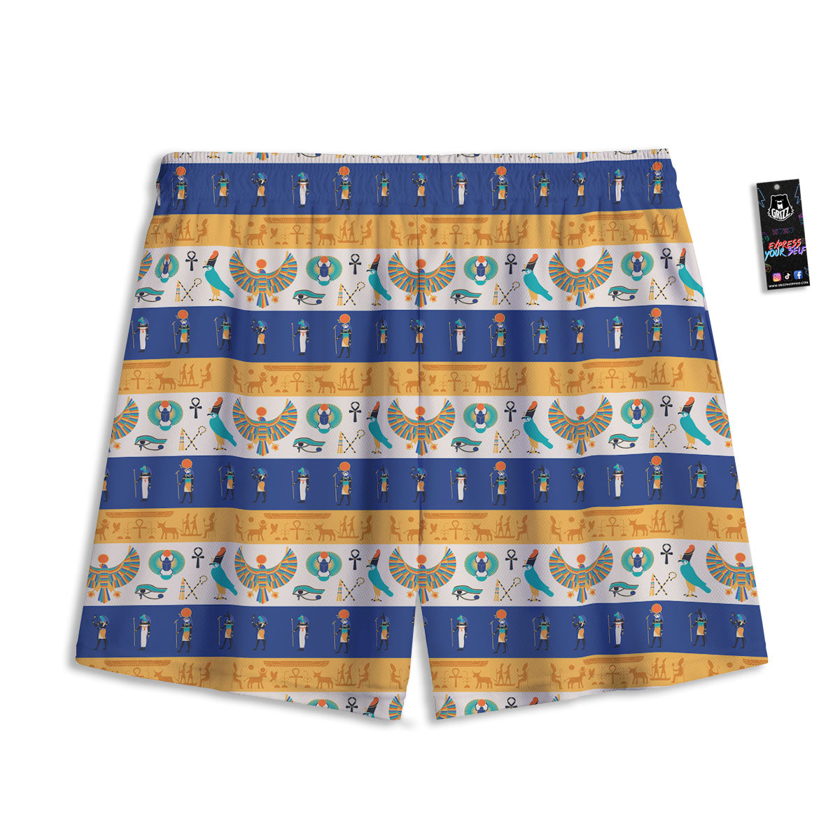 Symbols Egyptian Print Pattern Mesh Shorts