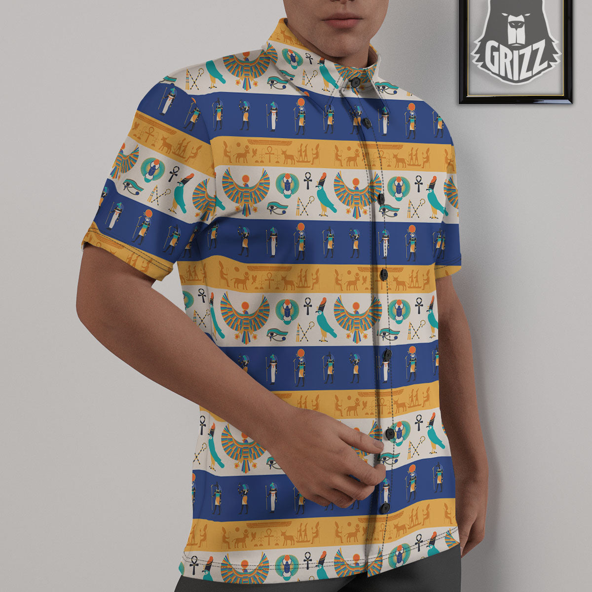Symbols Egyptian Print Pattern Untucked Shirts-grizzshop