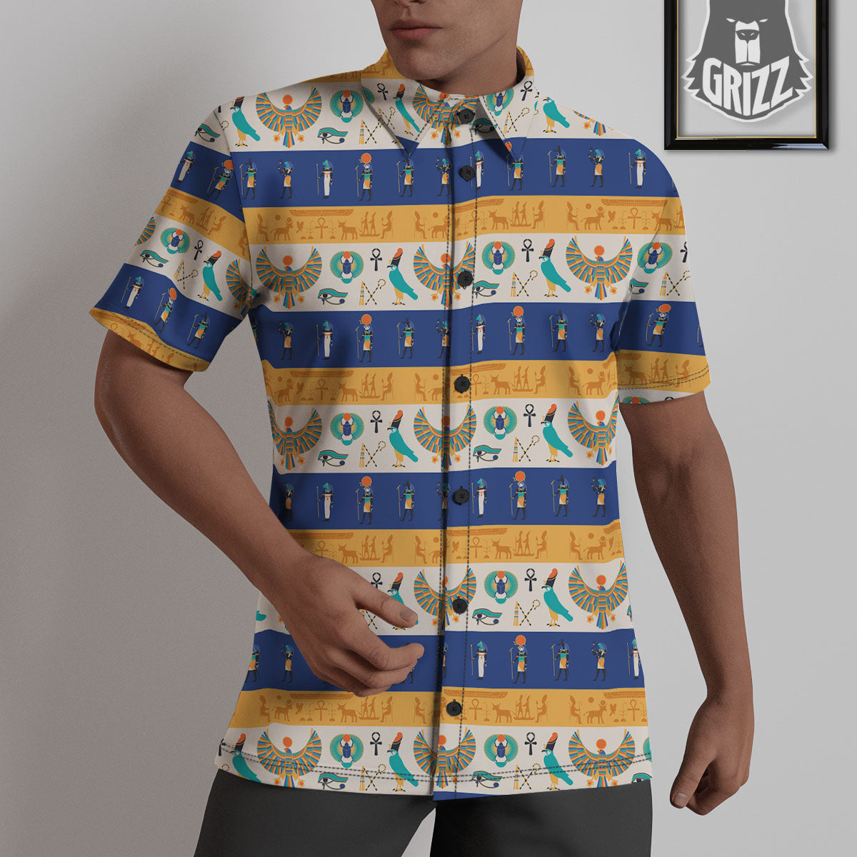 Symbols Egyptian Print Pattern Untucked Shirts-grizzshop