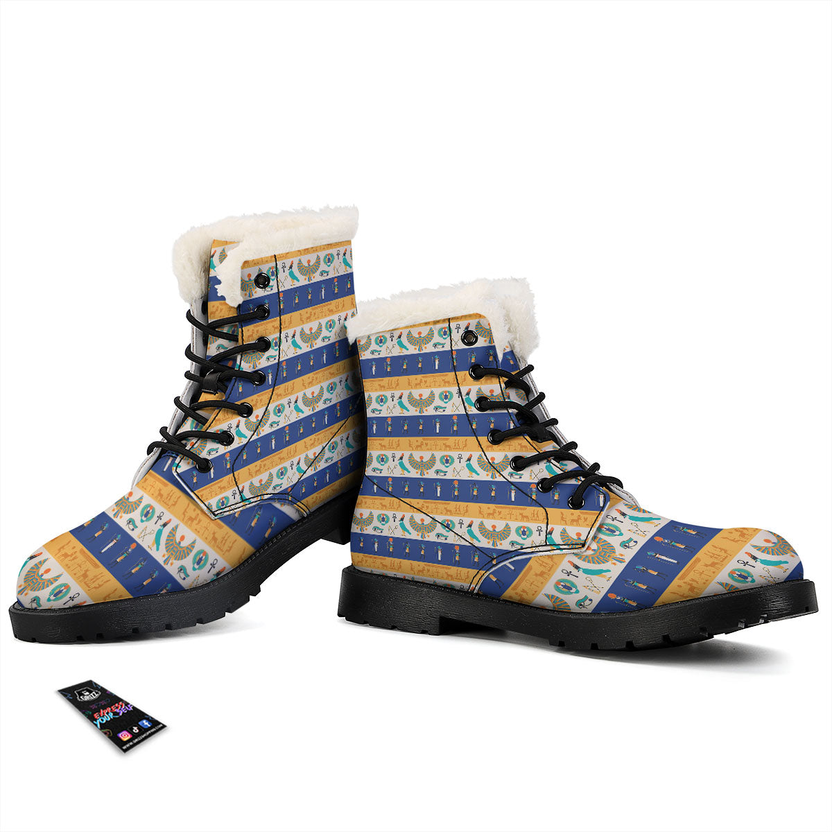 Symbols Egyptian Print Pattern Winter Boots-grizzshop