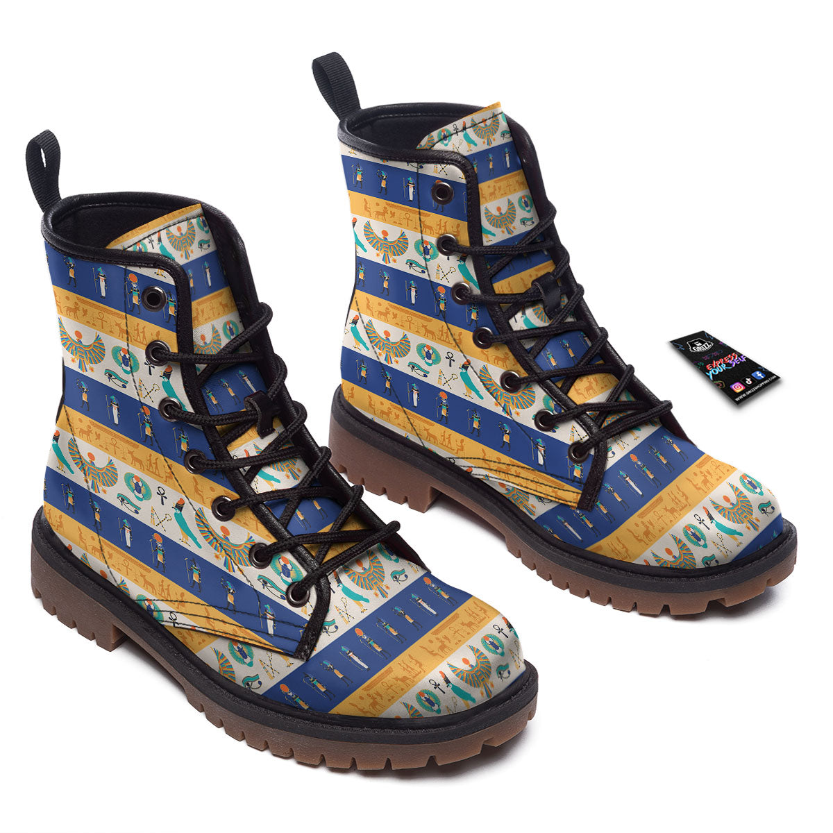 Symbols Egyptian Print Pattern Work Boots-grizzshop