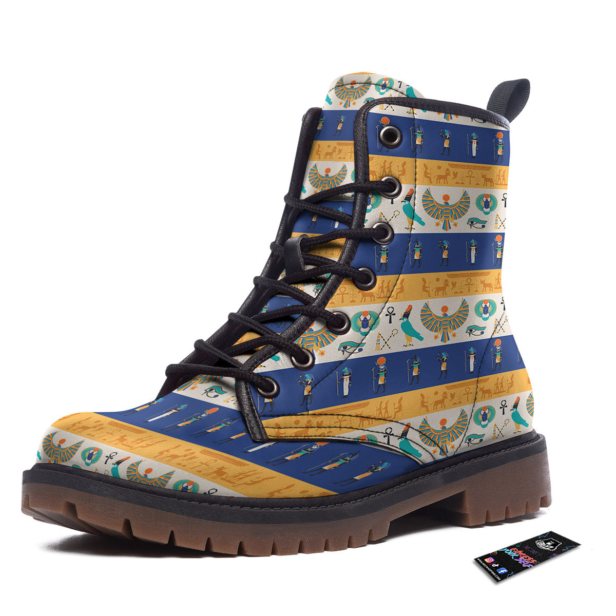 Symbols Egyptian Print Pattern Work Boots-grizzshop