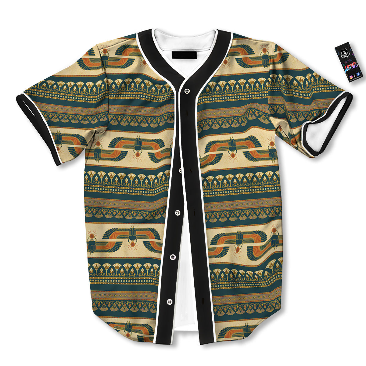 Symbols Of Ancient Egypt Print Pattern Baseball Jersey-grizzshop