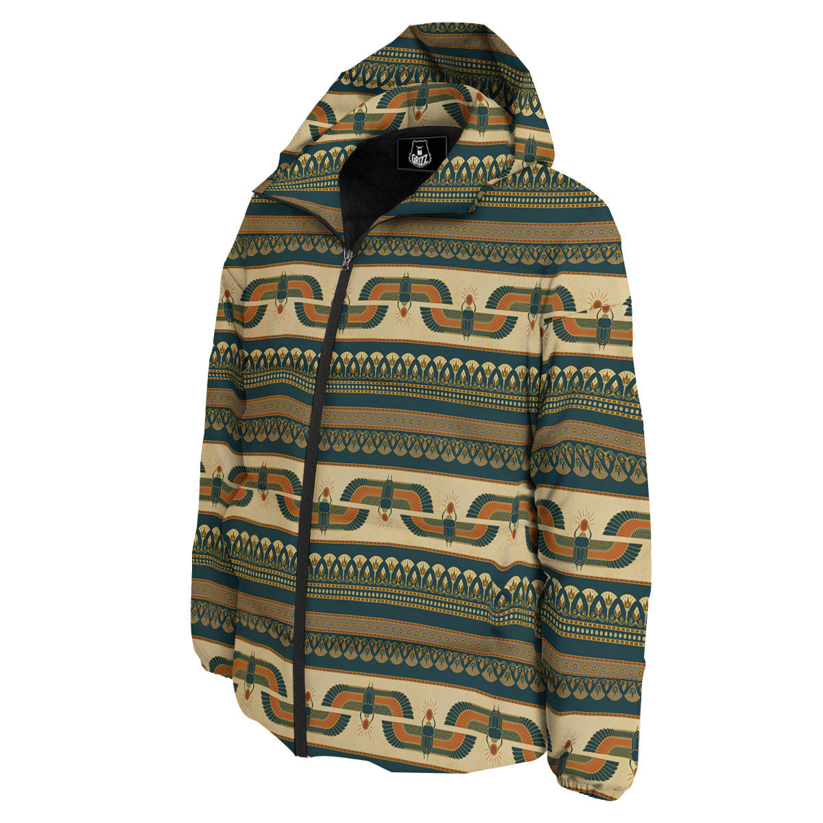 Symbols Of Ancient Egypt Print Pattern Down Jacket-grizzshop