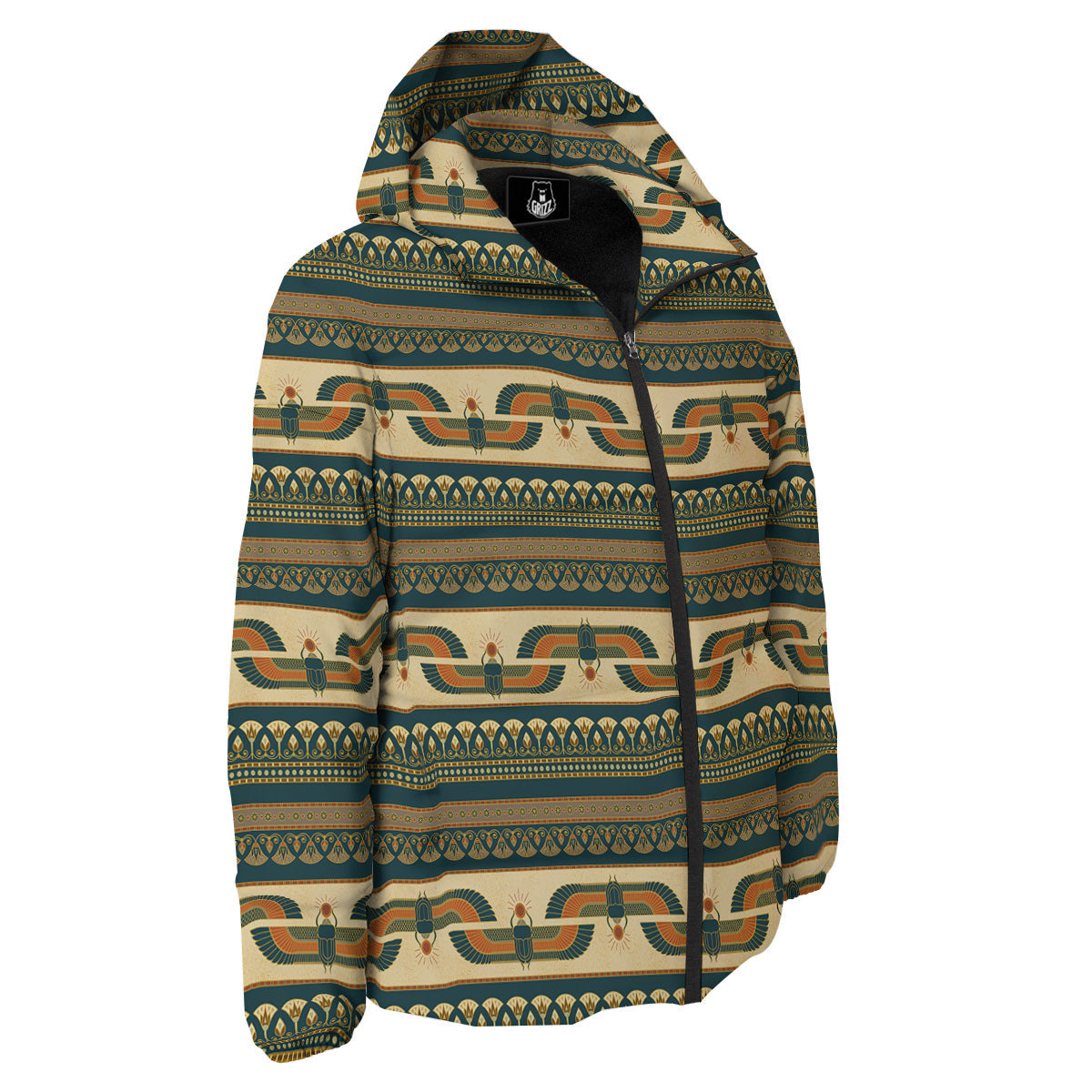 Symbols Of Ancient Egypt Print Pattern Down Jacket-grizzshop
