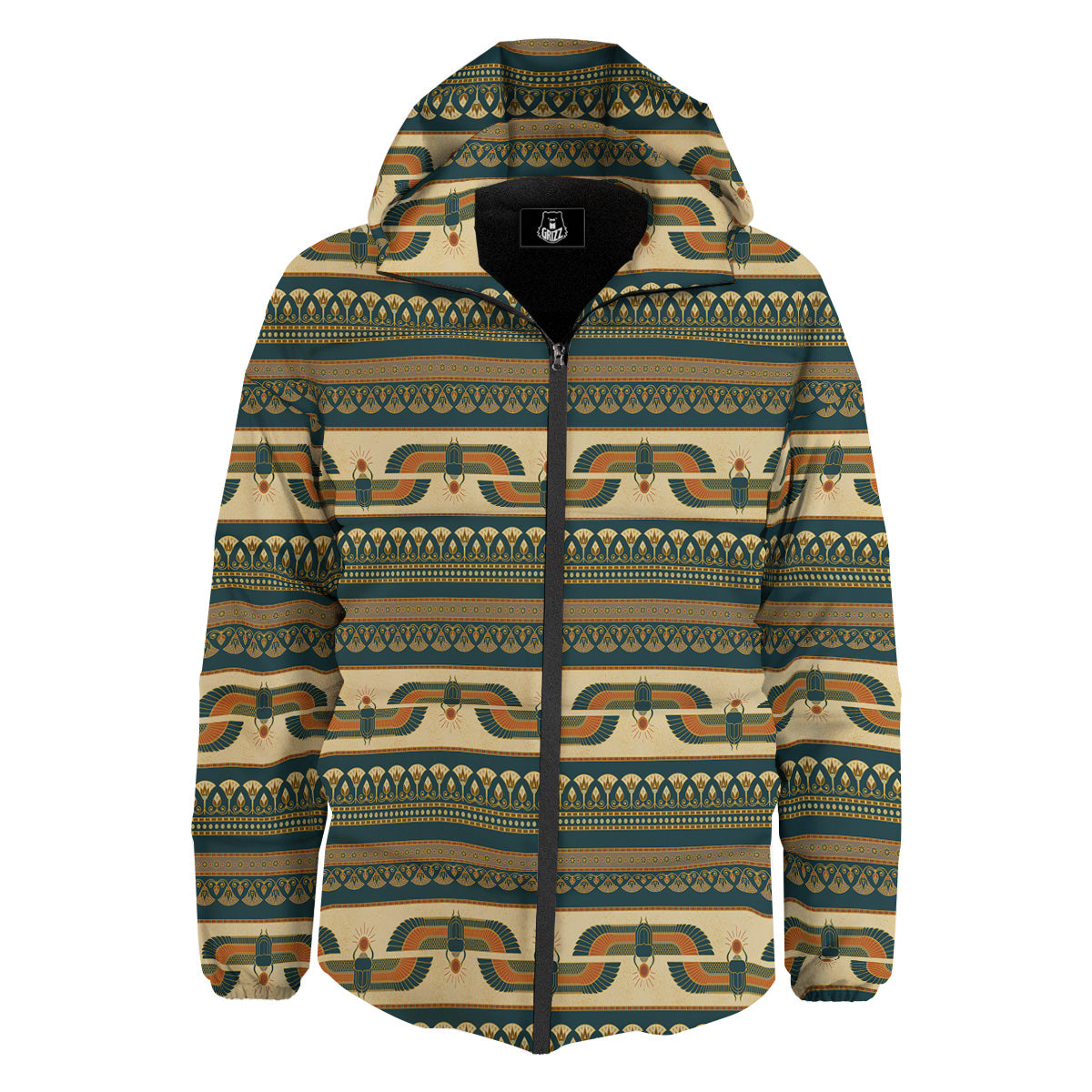 Symbols Of Ancient Egypt Print Pattern Down Jacket-grizzshop