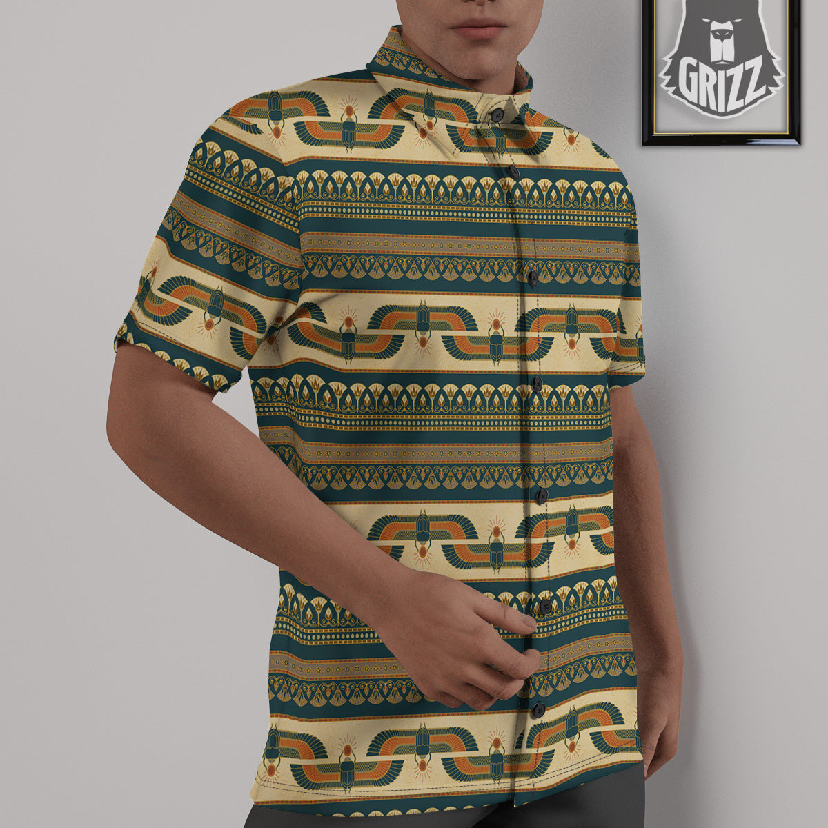 Symbols Of Ancient Egypt Print Pattern Untucked Shirts-grizzshop