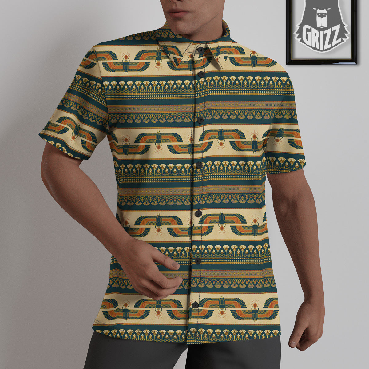Symbols Of Ancient Egypt Print Pattern Untucked Shirts-grizzshop