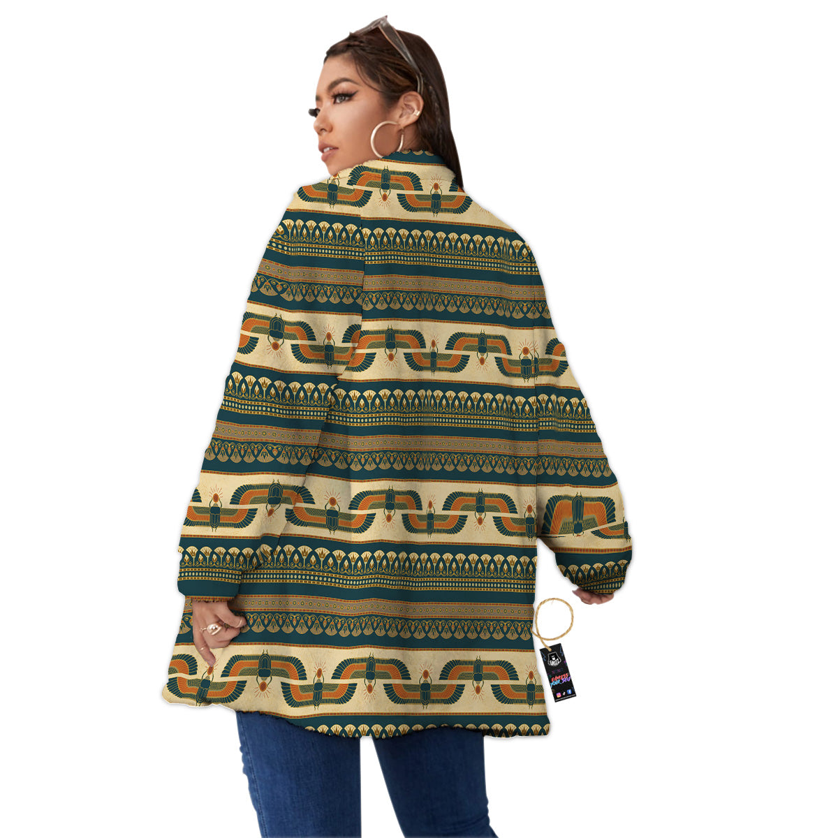 Symbols Of Ancient Egypt Print Pattern Women's Sherpa Jacket-grizzshop