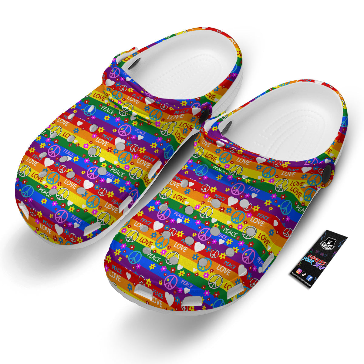 Symbols Of The Hippie And Rainbow Print Clog-grizzshop