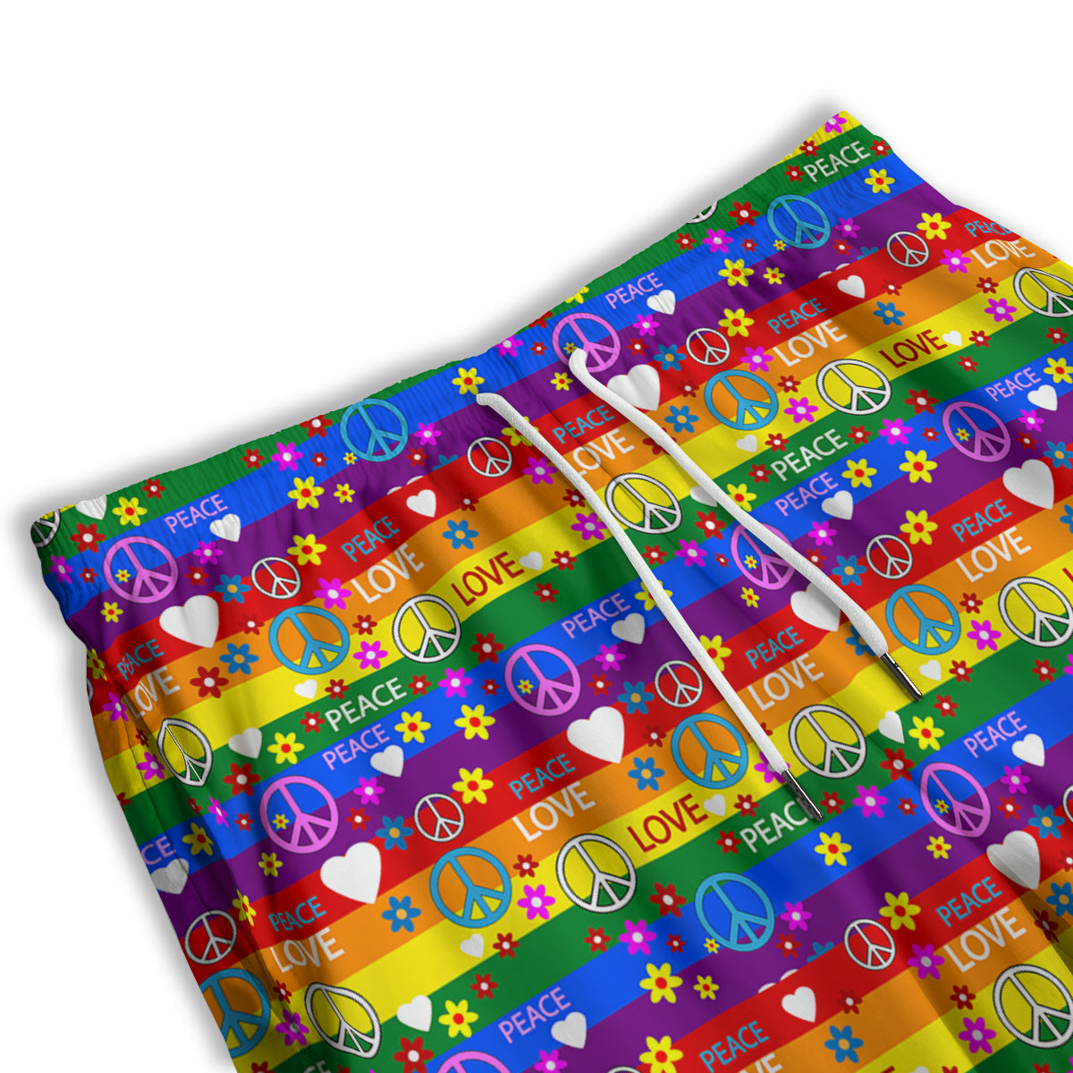 Symbols Of The Hippie And Rainbow Print Men's Athletic Shorts