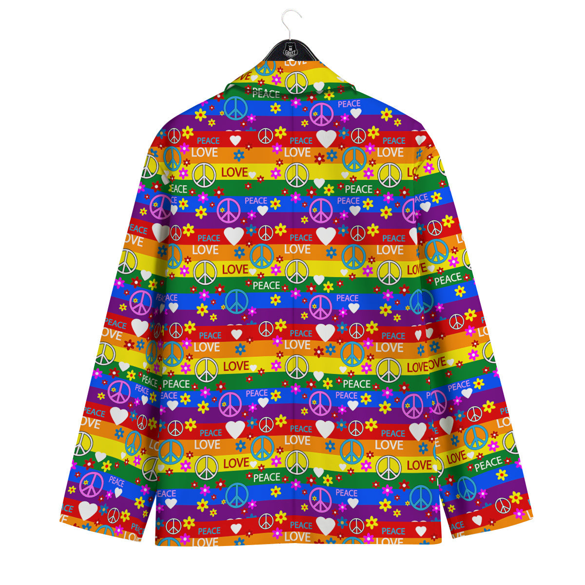 Symbols Of The Hippie And Rainbow Print Men's Sport Coat-grizzshop