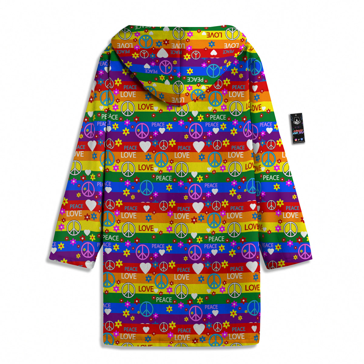 Symbols Of The Hippie And Rainbow Print Men's Windbreaker Jacket-grizzshop