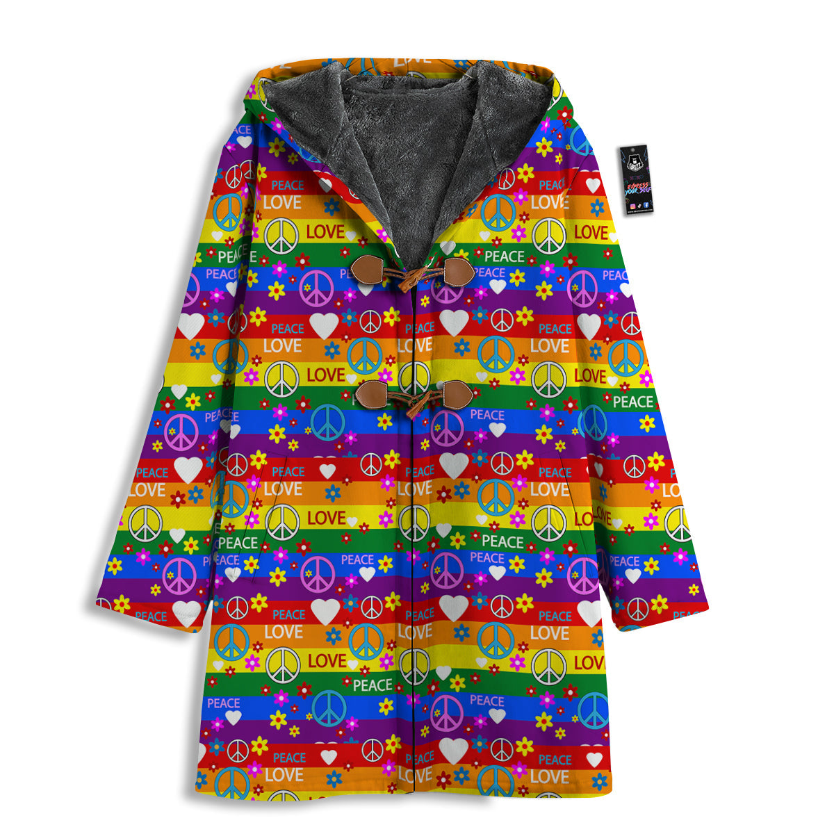 Symbols Of The Hippie And Rainbow Print Men's Windbreaker Jacket-grizzshop