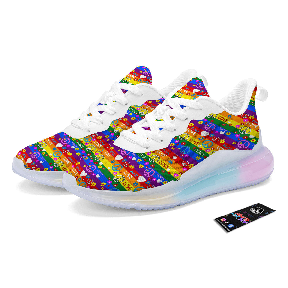Symbols Of The Hippie And Rainbow Print Running Sneakers-grizzshop
