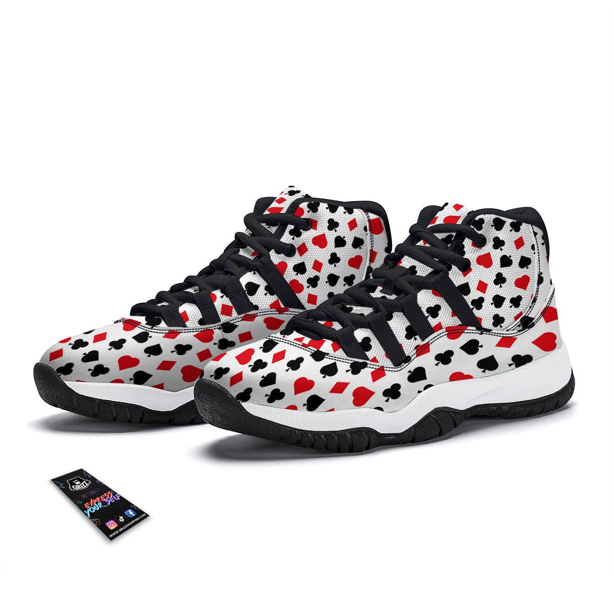 Symbols Playing Card Print Pattern Black Bball Shoes-grizzshop