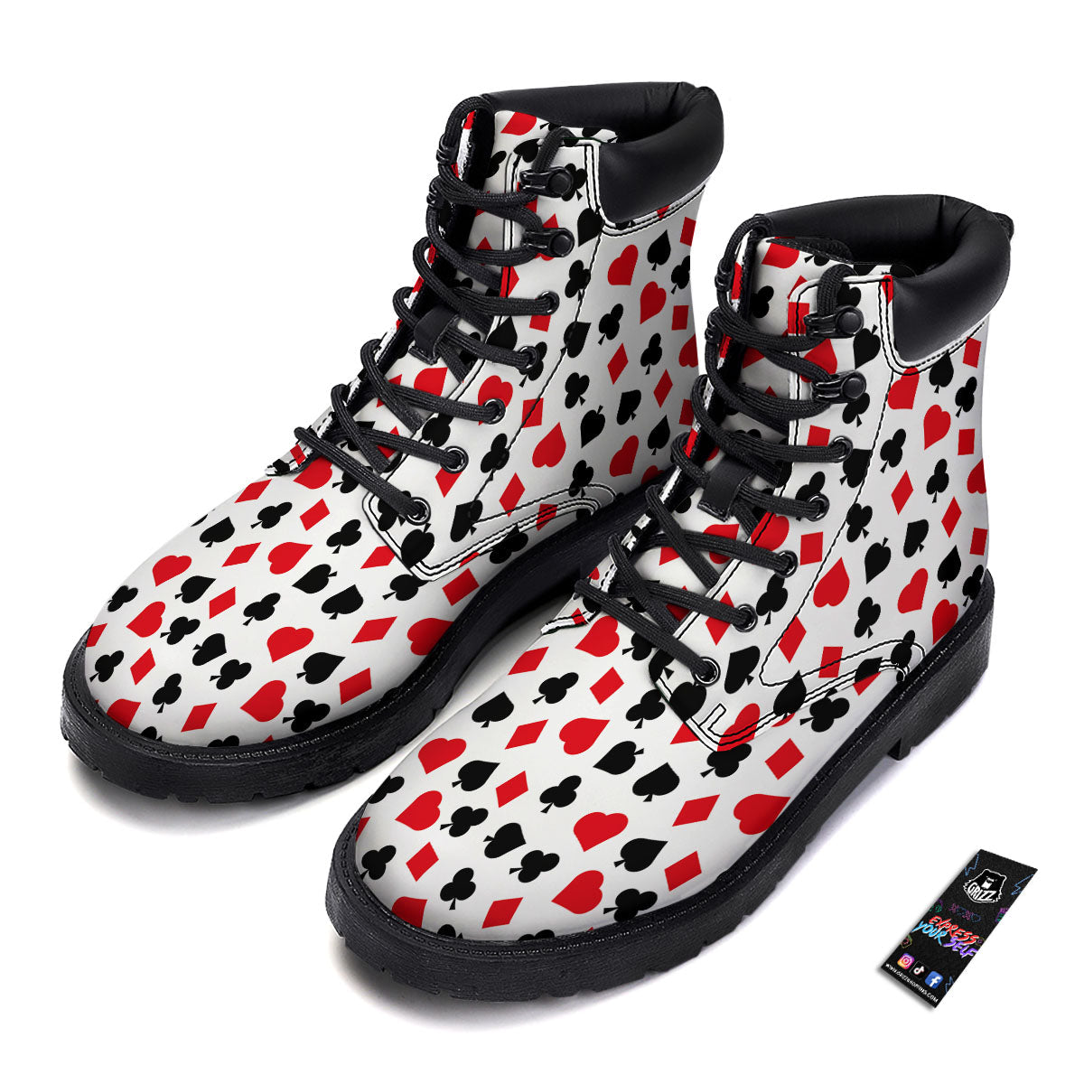 Symbols Playing Card Print Pattern Boots-grizzshop