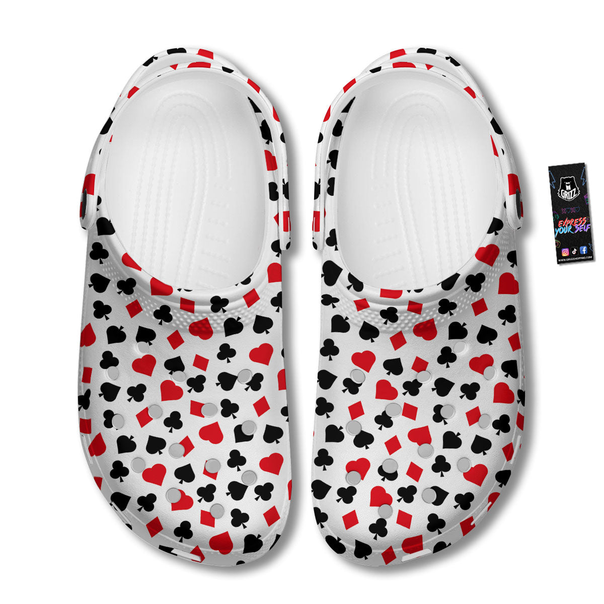 Symbols Playing Card Print Pattern Clog-grizzshop