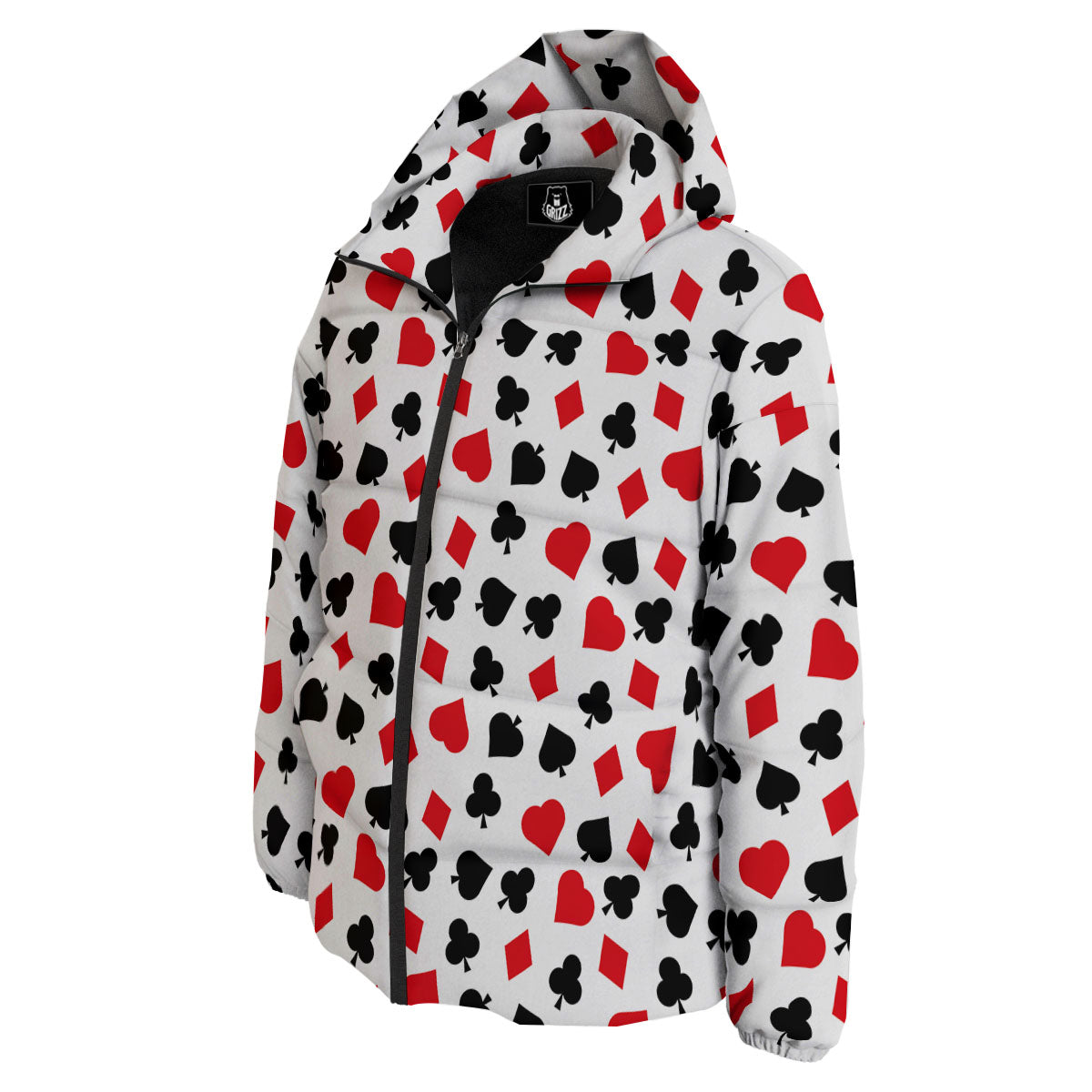 Symbols Playing Card Print Pattern Down Jacket-grizzshop
