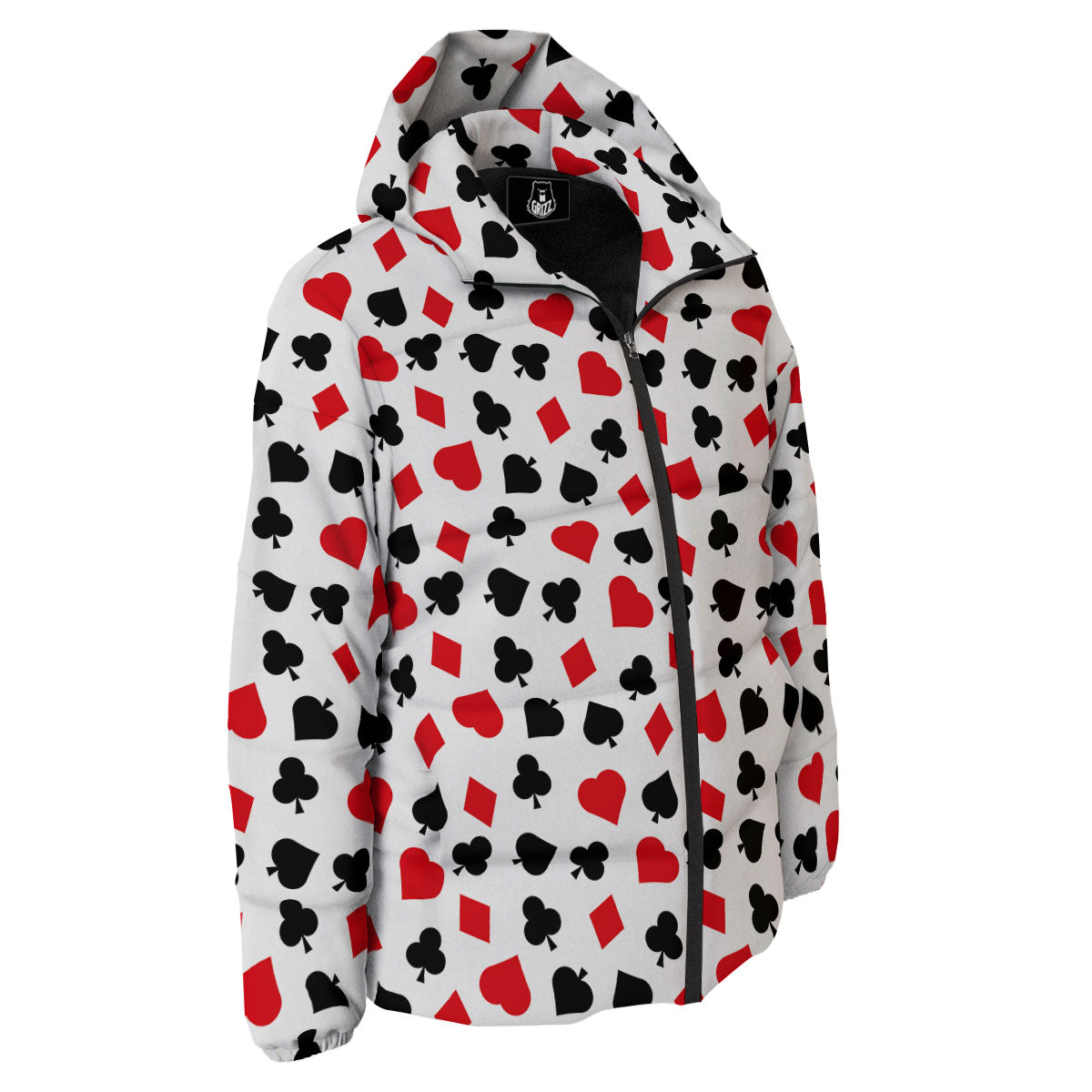 Symbols Playing Card Print Pattern Down Jacket-grizzshop