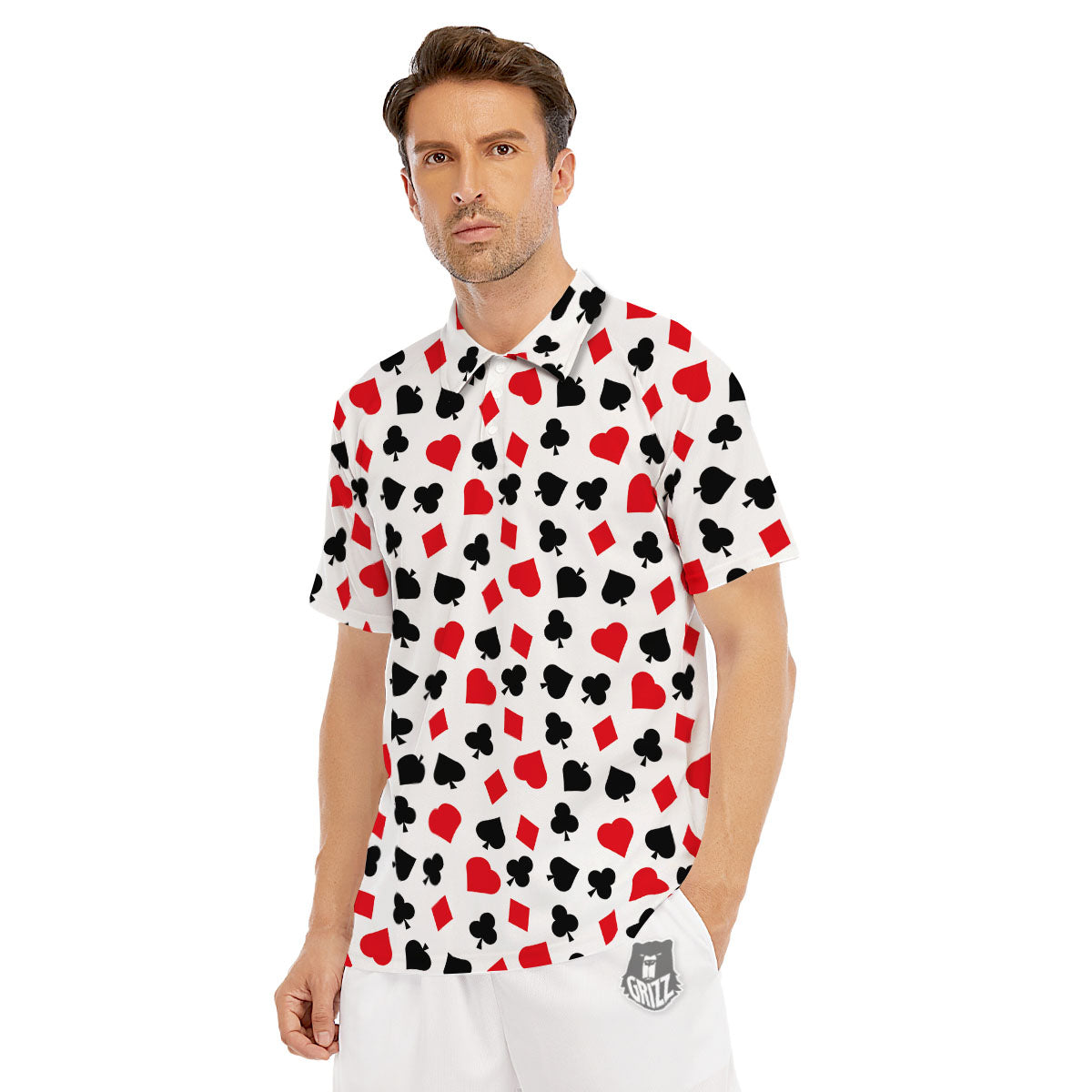 Symbols Playing Card Print Pattern Men's Golf Shirts-grizzshop