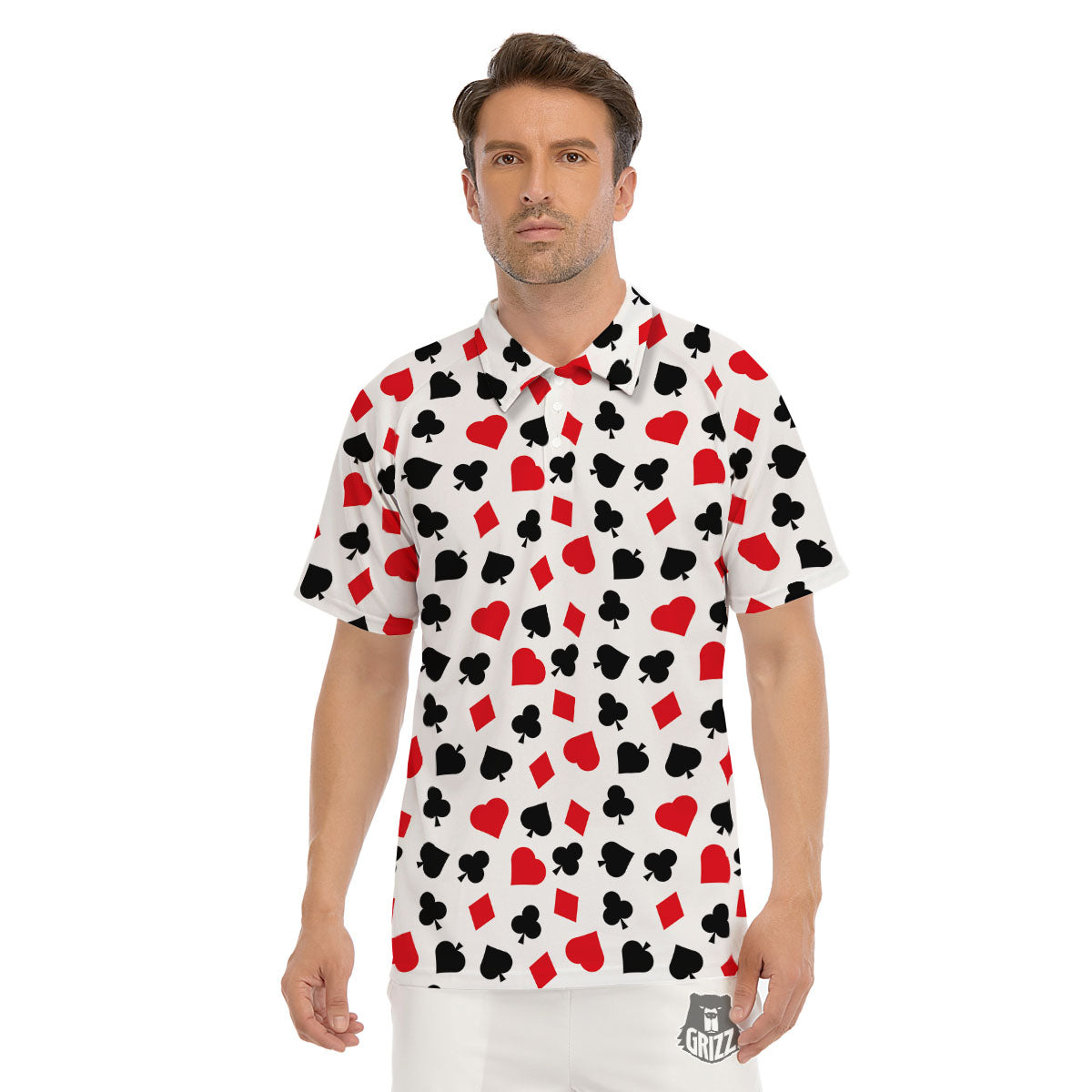 Symbols Playing Card Print Pattern Men's Golf Shirts-grizzshop