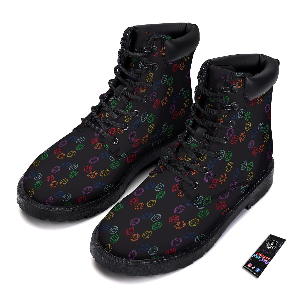 Symbols Seven Chakra Print Pattern Boots-grizzshop
