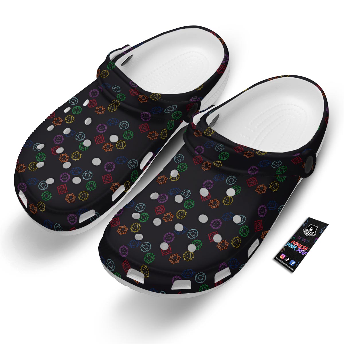 Symbols Seven Chakra Print Pattern Clog-grizzshop