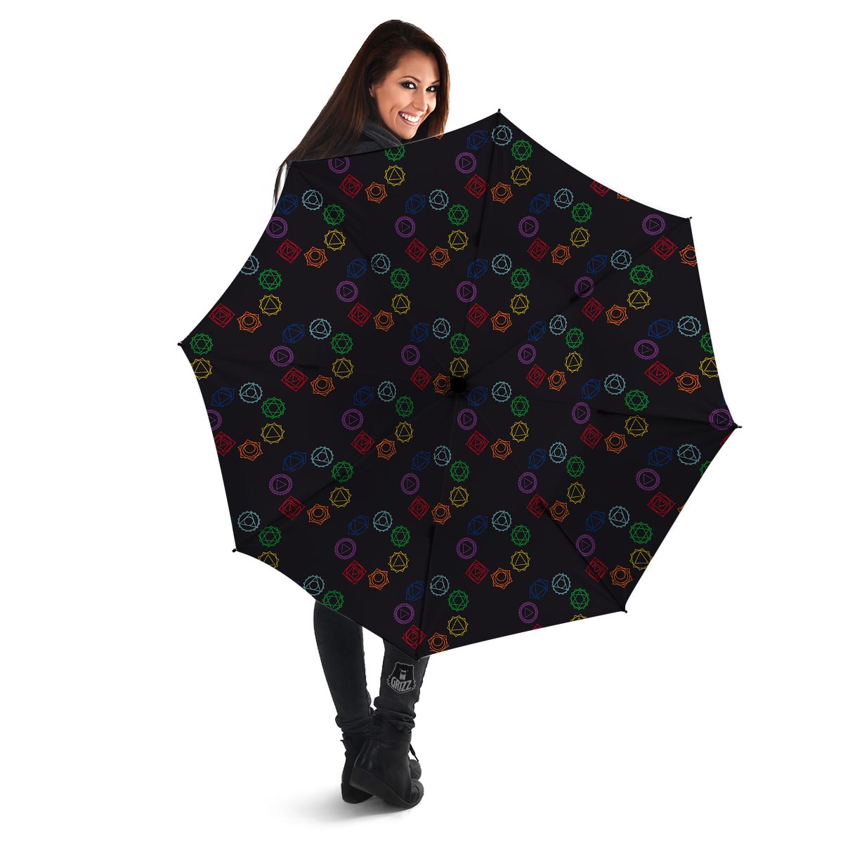 Symbols Seven Chakra Print Pattern Umbrella-grizzshop