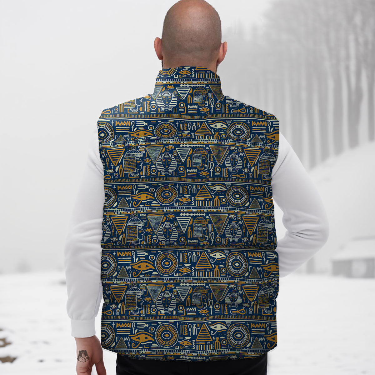 Symbols Tribal Egyptian Print Down Vest