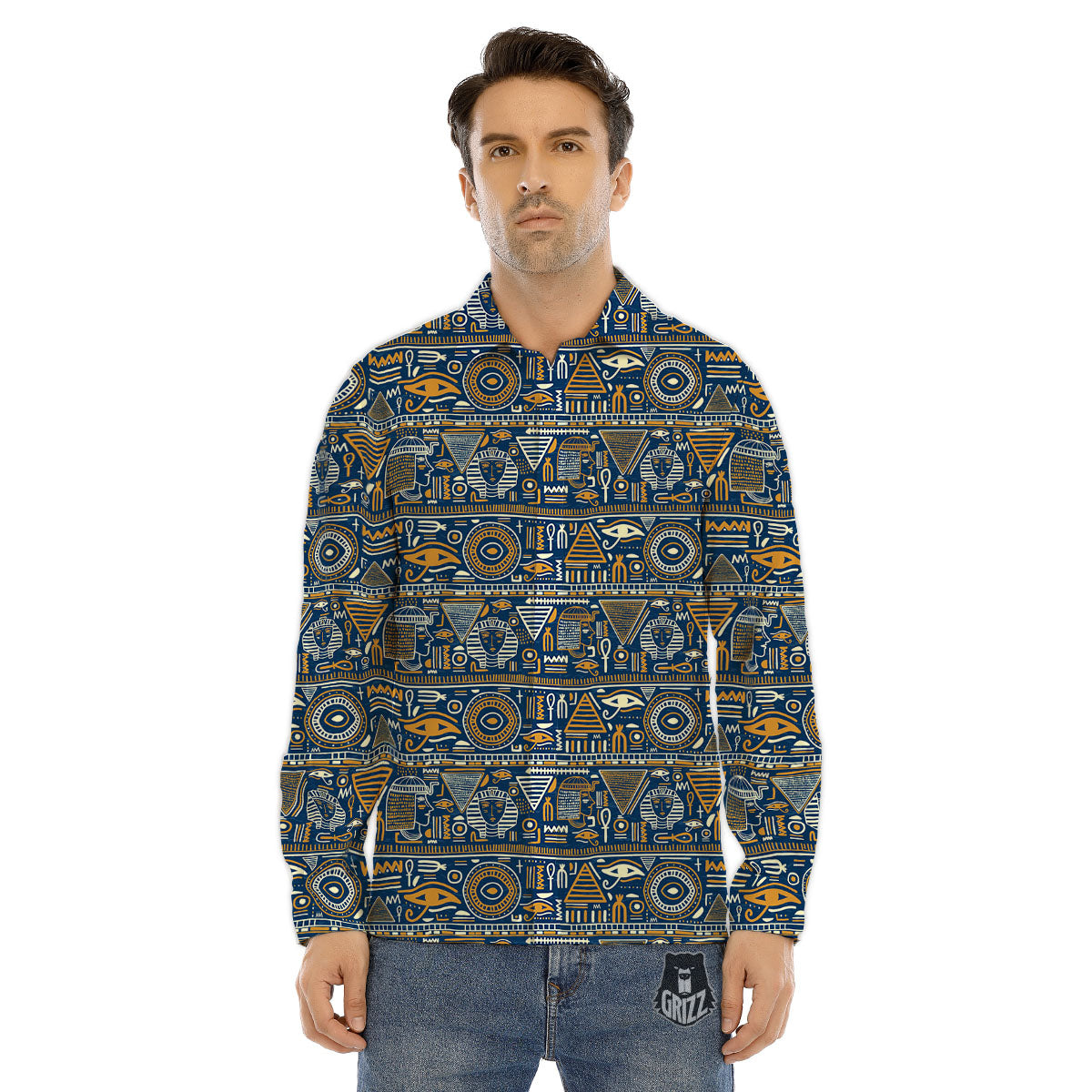 Symbols Tribal Egyptian Print Men's Dress Shirts-grizzshop