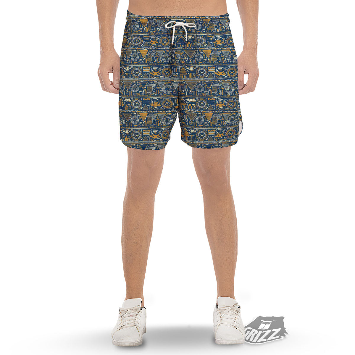 Symbols Tribal Egyptian Print Men's Gym Shorts-grizzshop