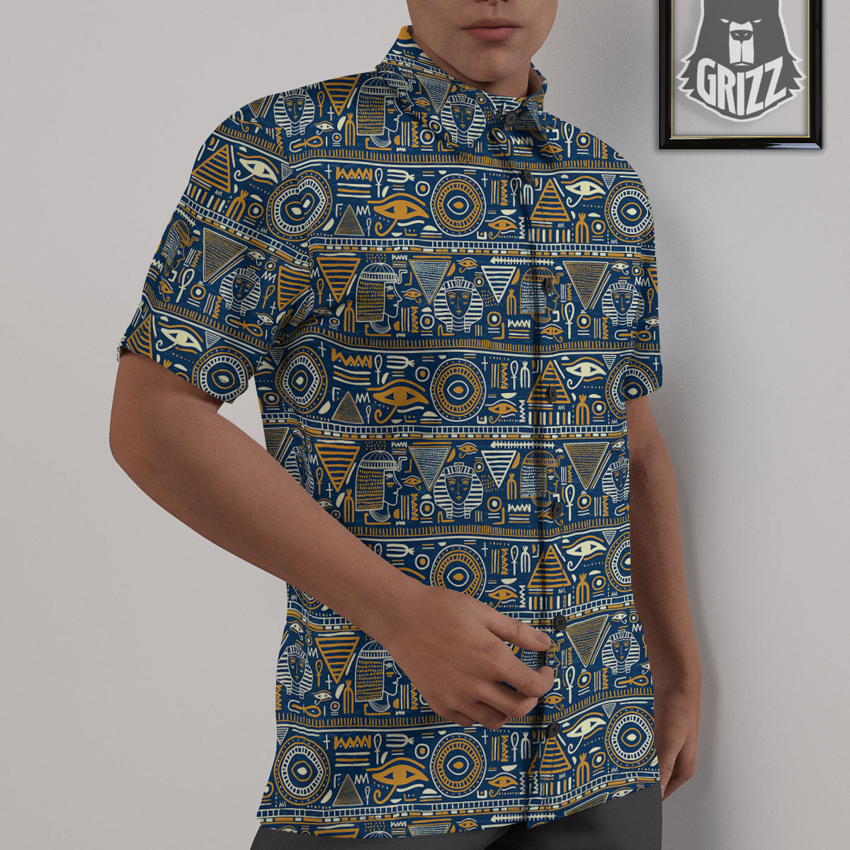Symbols Tribal Egyptian Print Untucked Shirts-grizzshop