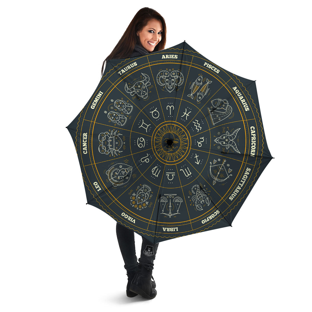 Symbols Zodiac Astrology Print Umbrella-grizzshop