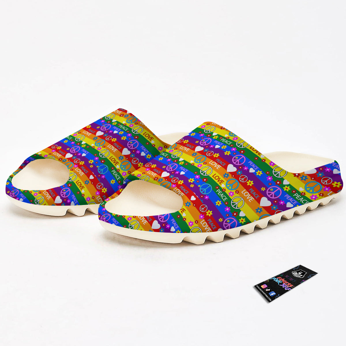 Symbols Of The Hippie And Rainbow Print Sandals-grizzshop