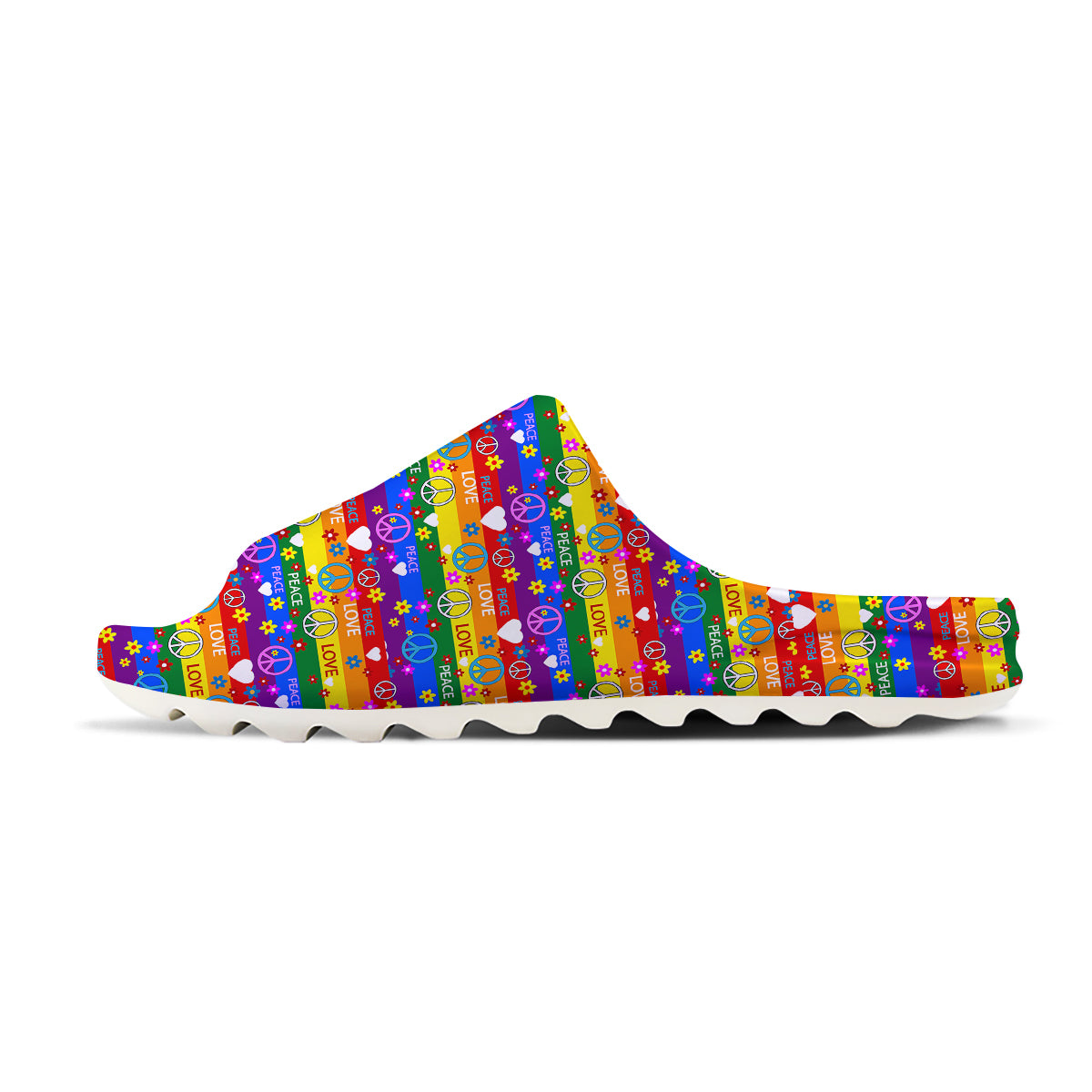 Symbols Of The Hippie And Rainbow Print Sandals-grizzshop