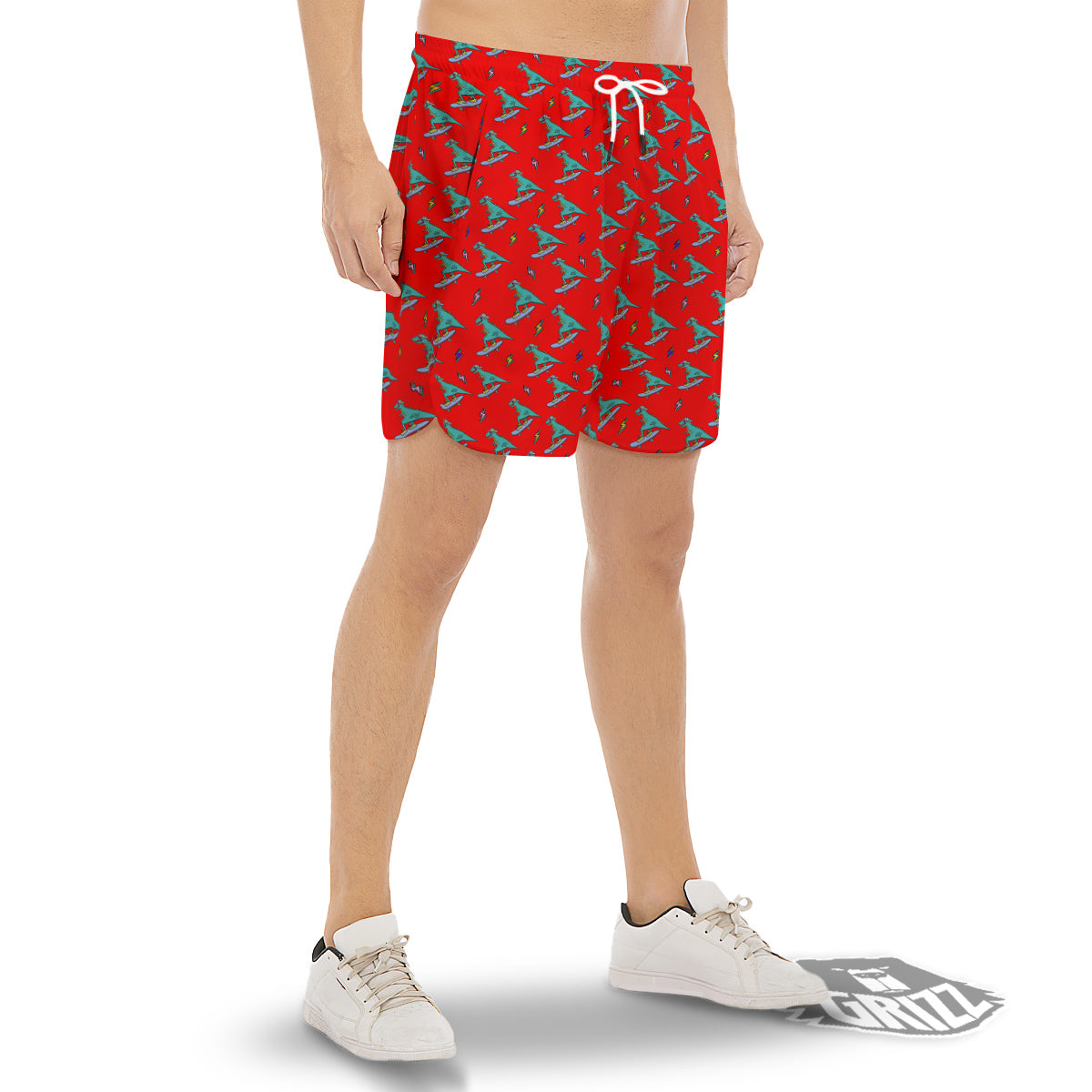 T-Rex Cute Dino Print Pattern Men's Gym Shorts-grizzshop