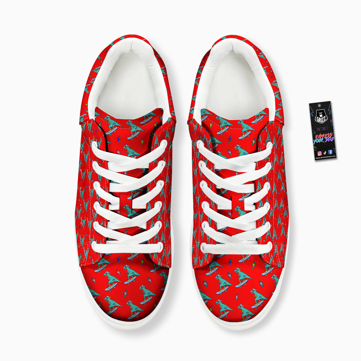 T-Rex Cute Dino Print Pattern Platform Shoes-grizzshop