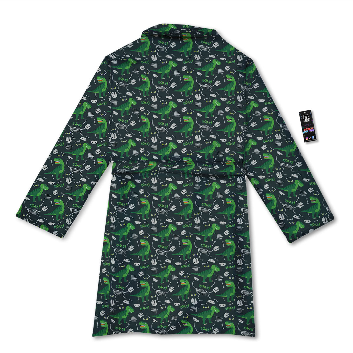 T-Rex Dinosaur Cute Green Print Pattern Bathrobe-grizzshop